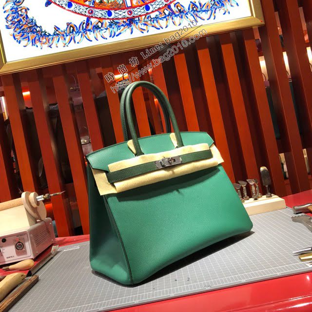 Hermes女包 愛馬仕經典款Birkin包 epsom皮手掌紋 Hermes鉑金拼色女士手提包  am2082